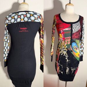 Desigual mini dress inspired By Cirque du Soleil print pockets Sz XS/S.